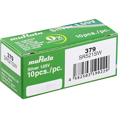 Immagine di Murata SR521SW PBWW Batteria a bottone 379, ossido d&#039;argento, 16 mAh, 1,55 V, 10 pezzi