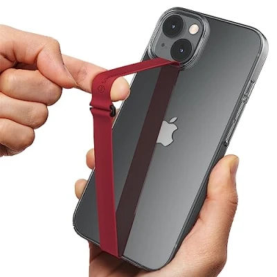 Immagine di Sinjimoru Reusable Stretching Phone Strap, Silicone Cell Grip Holder with Clip for iPhone Case Secure &amp; Slim Smart Hand. Sinji Loop 230, Vino rosso