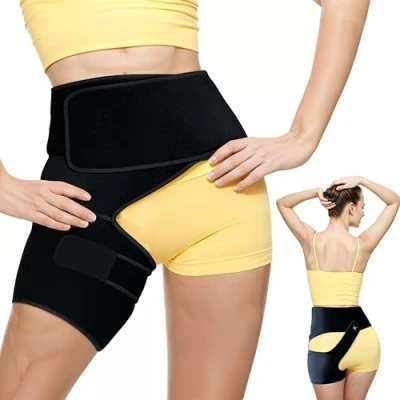 Immagine di Astorn Supporto per Anca Alleviare il Dolore da Sciatica. Fascia Regolabile Inguine,Coscia,Flessore,Artrite,Borsite e Infortuni.Supporto Uomini Donne la Gamba Destra.Piccolo/Medio