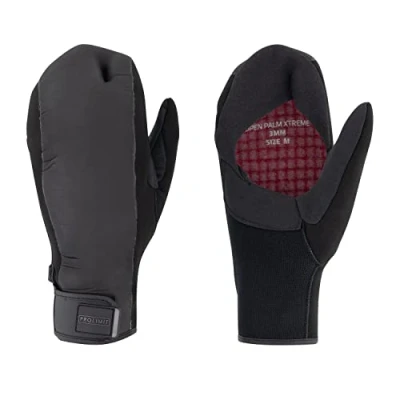 Immagine di Prolimit 3mm Open Palm Kayak o Guanti per Muta Xtreme Nero Unisex Chiusura in Velcro