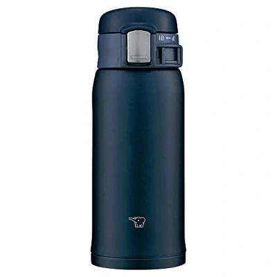 Immagine di Zojirushi SM SF36 AD Borraccia per bere direttamente, apertura one touch, tazza in acciaio inox, 360 ml, blu navy