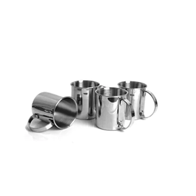 Immagine di ECHTWERK Set di 4 bicchieri rame infrangibili in acciaio inossidabile Ideali per gin, vodka, birra e bevande fredde Confezione regalo Edizione argento 1000 ml