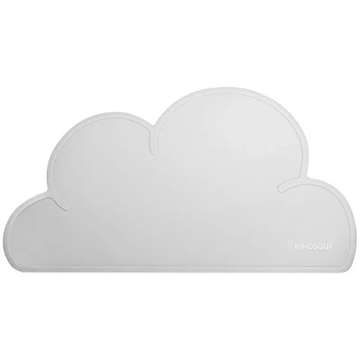 Immagine di Kindsgut tovagliette in silicone a forma di nuvola, sottotazza dal design adatto ai bambini e dai colori tenui, senza BPA, grigio chiaro