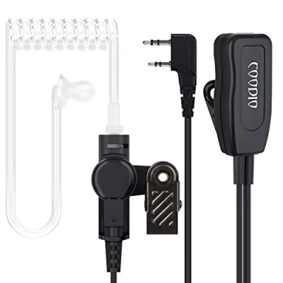 Immagine di COODIO Radio Cuffia 2 Pin Professionale Microfono con Auricolare [Tubo Acustico] Headset la Sicurezza e Bodyguard per Kenwood Baofeng UV 5R, 82 Midland Wouxun Ricetrasmittente