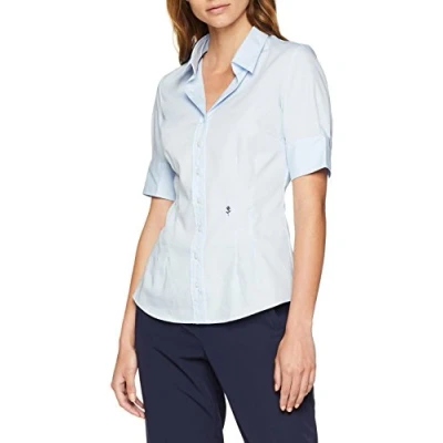 Immagine di Seidensticker Camicetta da Donna, Senza Stiratura, Aderente, a Maniche Corte, 100% Cotone Camicia, Blu (Blue 11), 42