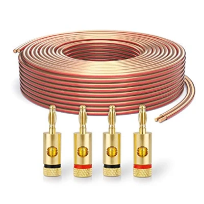 Immagine di PureLink SP060 050 Cavo per diffusori 2x2,5 mm² (filo 99,9% OFC rame pieno 0,20 mm) HiFi, 50 m, trasparente, set con 8 spine a banana