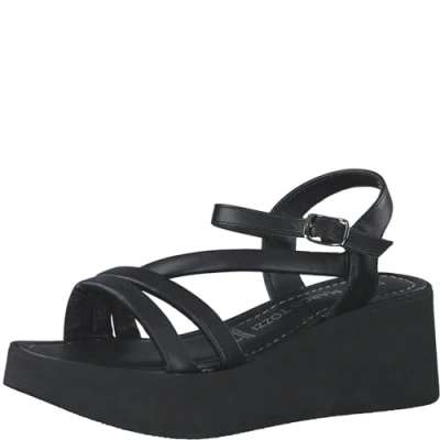 Immagine di MARCO TOZZI Sandali Donna con Tacco a Zeppa Cinturino Regolabile in Pelle, Nero (Schwarz), 38 EU