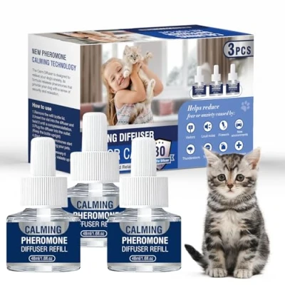 Immagine di Piuess Feromoni Gatto per Gatti Diffusore Tranquillante di Calmante Antistress Repellente Irrequieti Felini Rilassanti E Tranquillanti 3X Ricariche da 48 Ml（M）