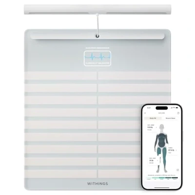 Immagine di WITHINGS Body Scan Bilancia WiFi in rete per migliorare la salute, bilance BIA, analisi della composizione corporea, grasso corporeo, massa muscolare, percentuale d&#039;acqua, elettrocardiogramma,