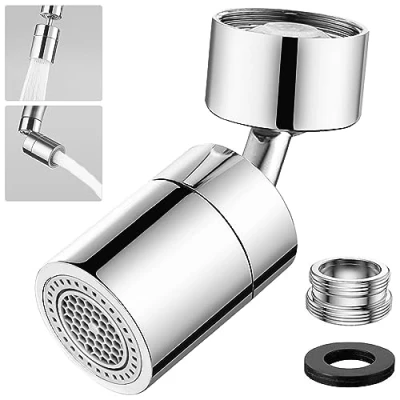 Immagine di HATANSE Aeratore Rubinetto in Ottone 360 Gradi Rotary Rompigetto Filtro con 2 Modalità di Spruzzatura per Rubinetti Ugello Filettatura Esterna M22 o Filettato Interno M24