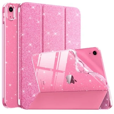 Immagine di MoKo Custodia per iPad (A16) 11a Generazione 11&quot; 2025/10a Gen 10,9&quot; 2022, Scintillante, Cover Sottile con Glitter Guscio Posteriore in TPU Trasparente, Auto Sveglia/Sonno, Rosa Glitterato