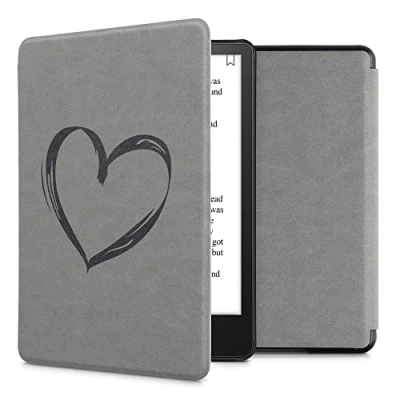 Immagine di kwmobile Custodia compatibile con Amazon Kindle Paperwhite 11. Generation 2021 Cover in Simil Pelle Scamosciata Flip Case Magnetica grigio per eReader