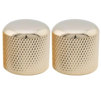 Immagine di Musiclily Pro Metrica Push on Manopole Dome Knobs in Acciaio per Import Chitarra Elettrica e Basso, Dorato (Set di 2)