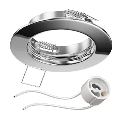 Immagine di ledscom.de Cornice da incasso a soffitto FERE, rotonda, cromo lucido (GU10/MR16/GU5,3/50mm) incl. presa GU10