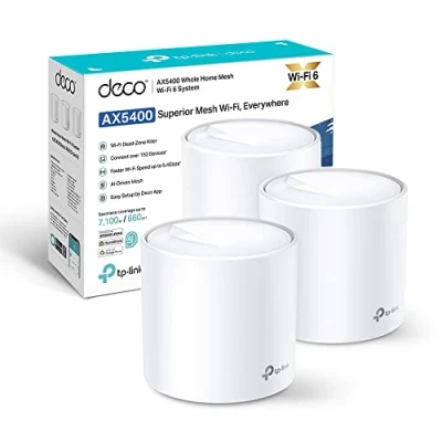 Immagine di TP Link Deco X60(3 pack) Nuova Versione AX5400Mbps Mesh Router Wi Fi 6, e Ripetitore, 160MHz, 3 Pezzi con Copertura Fino a 660㎡, Ideale Per Case Grandi, Compatibile Amazon Alexa