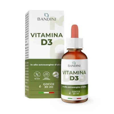 Immagine di Bandini® Vitamina D3 2000 UI per Goccia Integratore in Olio Extravergine di Oliva 30ml con Contagocce Supporto Ossa, Denti e Sistema Immunitario Alta Biodisponibilità Facile Assunzione
