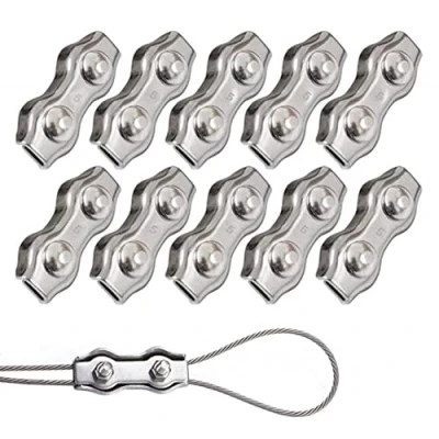 Immagine di 10 Pezzi Morsetto Duplex M5 Morsetti per Fune Metallica Funi in Acciaio Inossidabile 304 Clip Metallico Metalliche Cavi Sartiame da 5 mm