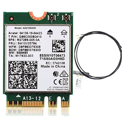 Immagine di AX210NGW Scheda WiFi Tri Band Modulo Wireless per Laptop con Windows 11/10 64bit M.2/NGFF, 6E 11AX Bluetooth 5.3, MU MIMO, 2 antenne