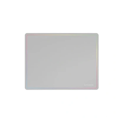 Immagine di MARSGAMING MMP124, tappetino da gioco, 360 x 260 mm, design con bordi Rainbow, base antiscivolo in gomma naturale, superficie nanotessile ad alta precisione, per mouse flessibile, bianco