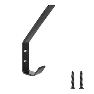Immagine di Amazon Basics Muro a secco ganci per cappotto, piatto, AB6000 FB2, 5 unità, Nero Opaco