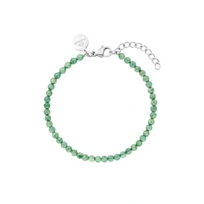Immagine di Purelei® bracciale in avventurina, da donna acciaio inossidabile resistente, impermeabile perle di lunghezza regolabile 16 a 19 cm (Argento)