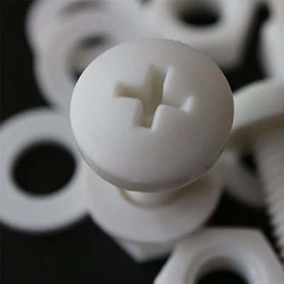 Immagine di 20 x Viti a Testa Arrotondata Bianchi Polipropilene (PP) Dadi e bulloni di plastica, M8 20mm, Rondelle