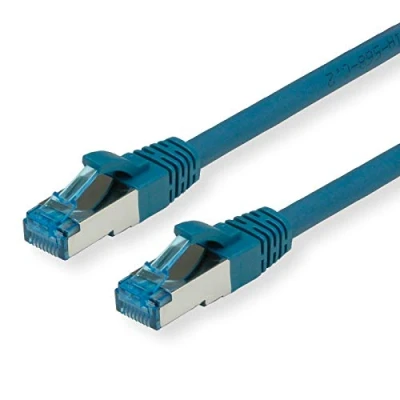 Immagine di Value 21.99.1950 RJ45 cavo di rete, patch CAT 6A S/FTP 0.50 m Blu doppia schermatura, Privo alogeni, Ritardante fiamma 1 pz.