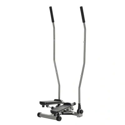 Immagine di HOMCOM Stepper, Maniglie, Step Fitness con Monitor LCD per Casa e Palestra, Argento