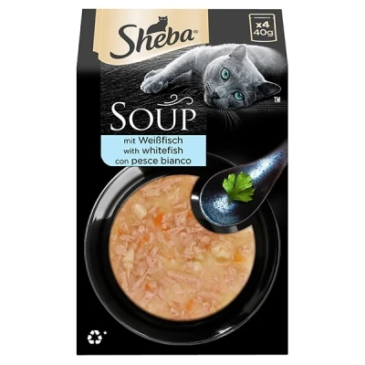 Immagine di Sheba Classic Soup buste 80 x 40 g Umido per gatto con Pesce bianco