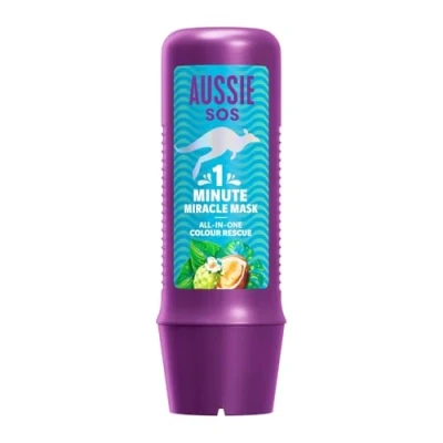 Immagine di Aussie SOS 1 Minute Miracle All In One Colour Rescue Maschera da 250 ml. Nutre intensamente i capelli secchi e tinti. Più lucentezza, luce morbidezza, per lisci, morbidi idratati
