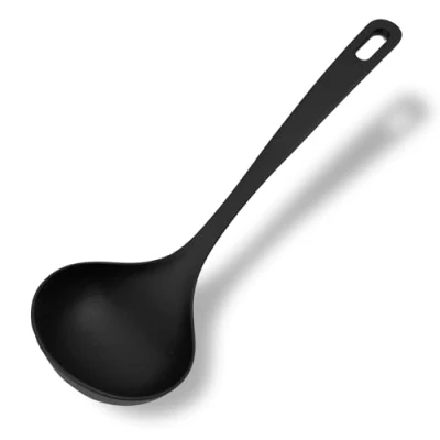 Immagine di Fackelmann Mestolo antiaderente in nylon alto spessore, max 200C, lavabile lavastoviglie, dim 29,5 x 9 6,5cm, Linea Nero.