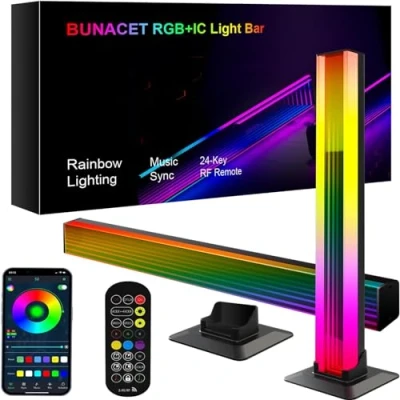 Immagine di Musica Sync RGB IC LED Light Bar, Eukee 2 Pcs Luce d&#039;Atmosfera, Controllo per APP Telecomando Decorazioni Camera Smart Flow Bar PC, TV, Decorazione della Stanza