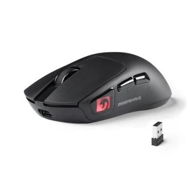 Immagine di MAMBASNAKE M4 Mouse Gaming Wireless Ultra Leggero, 53g, Sensore PAW3311, 24000 DPI, Bluetooth/2.4G/Cablato, RGB, Batteria 400mAh, 20M Click, per Gioco/Lavoro (Nero)