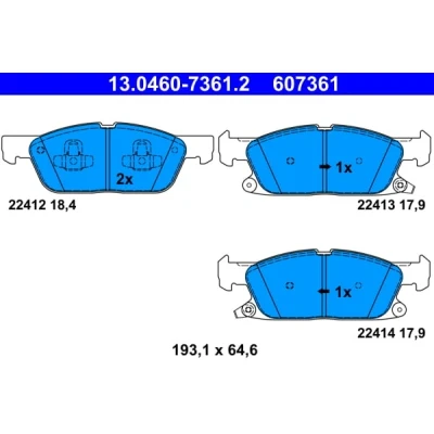 Immagine di ATE 13.0460 7361.2 Kit pastiglie freno con segnalatore acustico usura FORD: Focus Mk4 Hatchback, Kuga Mk3, Turnier