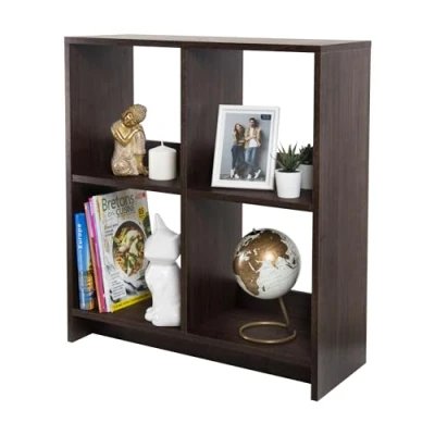 Immagine di Iris Ohyama, Libreria Cube/Scaffale a giorno in legno/Mobile con 4 ripiani/Ripiano legno, Modulare,Design, Ufficio, soggiorno, scuola, biblioteca Wood Open Shelf WOS Marrone