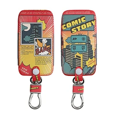 Immagine di kwmobile Coprichiave Compatibile con Renault 4 tasti Smart Key (solo Keyless Go) Cover Chiave Guscio Protettivo Copri Telecomando Auto Similpelle Libro Fumetti