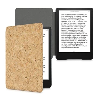 Immagine di kwmobile Custodia Compatibile con Amazon Kindle Paperwhite 11. Generation 2021 Cover a Libro per eReader Copertina Protettiva Flip Case Protezione e Book Reader in Sughero