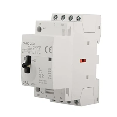 Immagine di Walfront Contattore CA per Uso Domestico, 4P 25A 220V 50Hz Mini DIN Montaggio su Guida con Interruttore di Controllo Manuale (2NO 2NC)