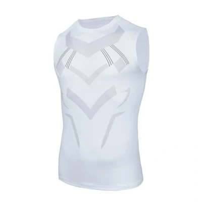 Immagine di AMZSPORT Uomo di Compressione Tanktop Magliette Senza Maniche Funzione Base Layer Unterhemd Bianco S