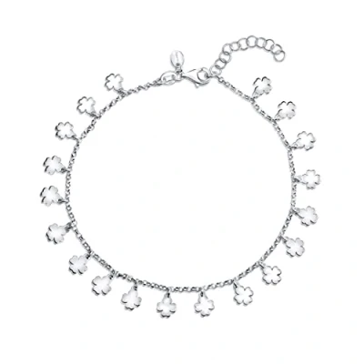 Immagine di Amberta Cavigliera con Ciondoli da Donna in Argento 925: Bracciale Caviglia Quadrifoglio 22 + 3 cm