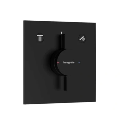 Immagine di hansgrohe DuoTurn E Rubinetto per doccia incasso 2 utenze, Miscelatore monocomando quadrato iBox universal 2, nero opaco
