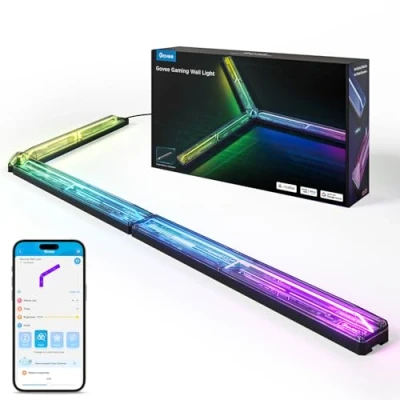 Immagine di Govee RGBIC Lampada da parete a LED per gaming Glide Wall Light, con forme e colori fai te, 60 + effetti di scena, compatibile opaco Alexa, luce gioco, 3pcs 1 angolo