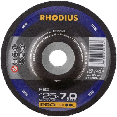 Immagine di Rhodius 200184 RS2 Disco di sgrossatura con centro depresso Diametro 115 mm Ø foro 22.23 Acciaio 1 pz.