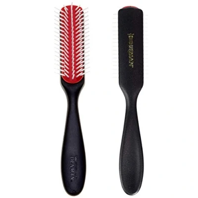 Immagine di Denman Curly Hair Brush D143 (Black) 5 Row Long Handle Styling For Detangling, Separating, Shaping and Defining Curls,Fringes &amp; Bangs Women Men