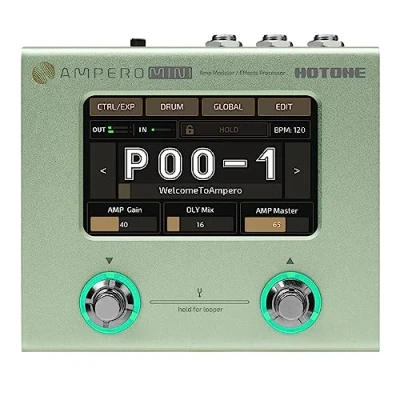 Immagine di Hotone Processore multieffetto per chitarra basso elettrico Touchscreen Modellatore di amplificatori Simulazione cabine IR Interfaccia audio USB Stereo OTG Ampero Mini (Matcha)