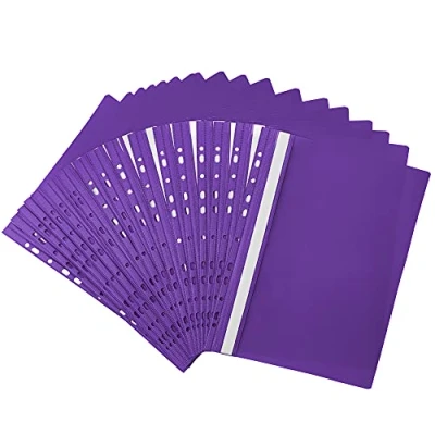 Immagine di Netuno 20 cartelline colorate trasparenti viola formato a4 210x 297 mm buste anelli con strisce scrivibile forate copertine