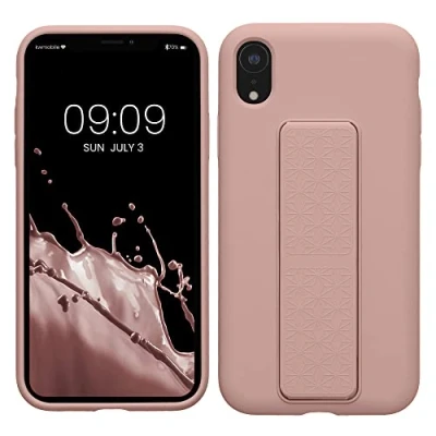 Immagine di kwmobile 1x Custodia Compatibile con Apple iPhone XR Cover Supporto Dita Back Case per Smartphone Protezione Gommata rosa antico