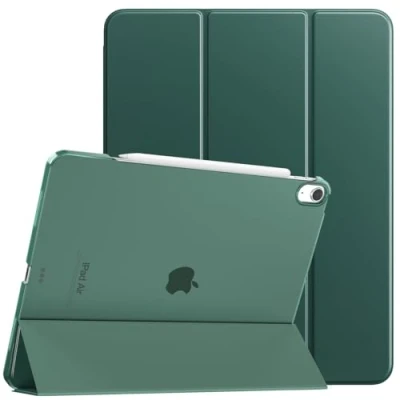 Immagine di TiMOVO Custodia per iPad Air 13 Pollici M2 2024, Cover Sottile con Supporto Pollici, Supporta Touch ID, Auto Sveglia/Sonno Retro Traslucido, Verde Scuro