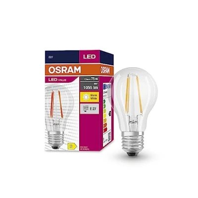 Immagine di OSRAM Valore a stella LED Classic A75 per presa E27, forma della pera, FIL, 1055 lumen, bianco caldo, 2700k, sostituzione lampadine da 75 W convenzionali, non dimmerabile, 10 pacchetti