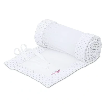 Immagine di Babybay Babynest Mesh Piqué Suitable For Model Maxi, Boxspring, Comfort And Plus, White Points Pearl Grey 200 g